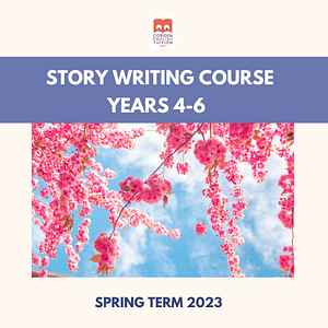 Picture of cherry blossom under story writing course banner